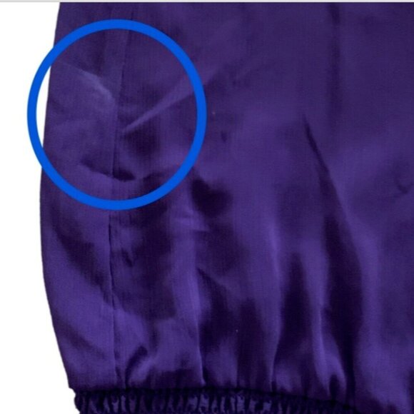 EXPRESS Sheer Peasant Style Top Smock Waist Short Sleeve Sz S Plum Purple #16F - Picture 5 of 7